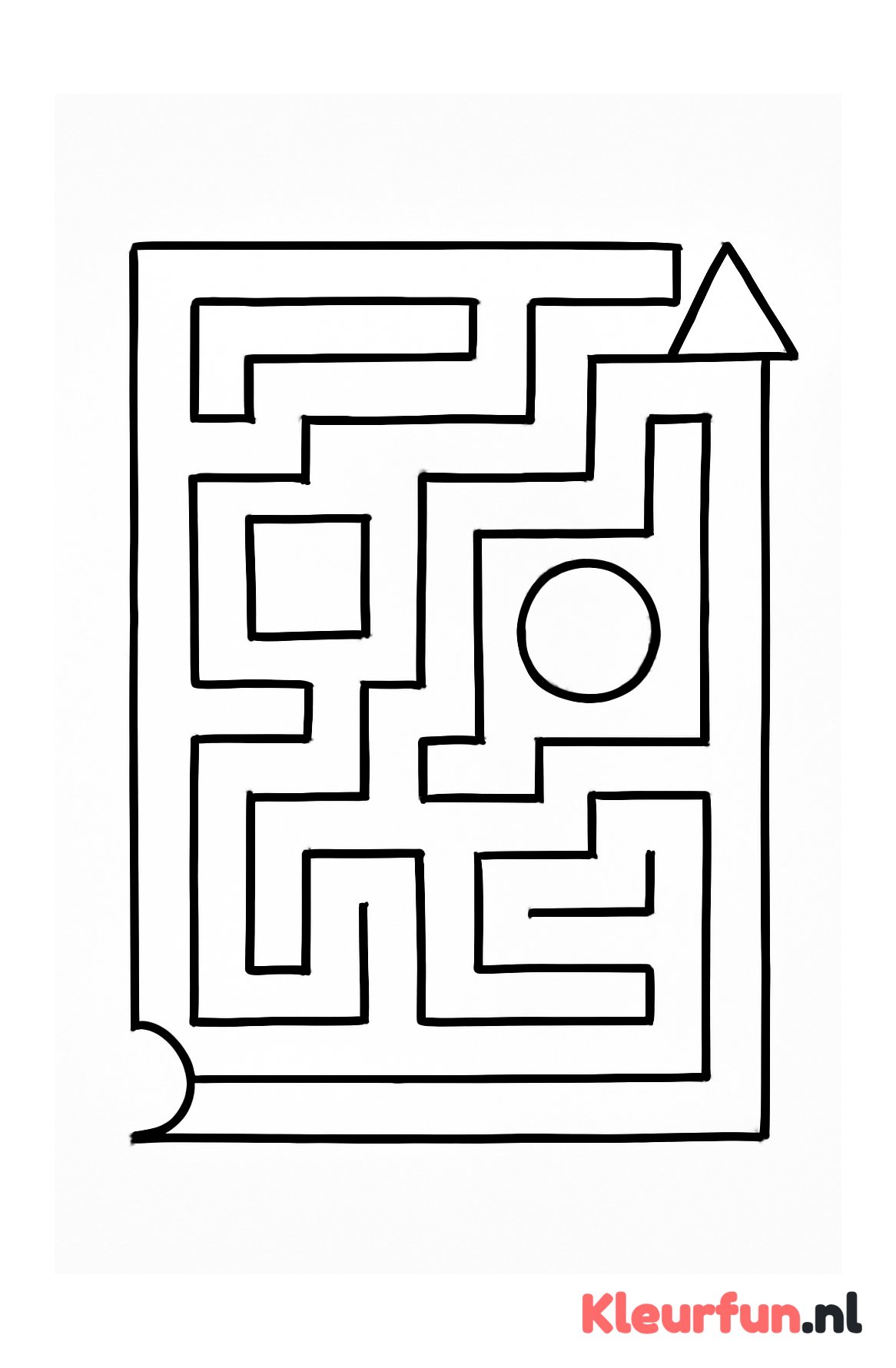 Doolhof met vormen als obstakels