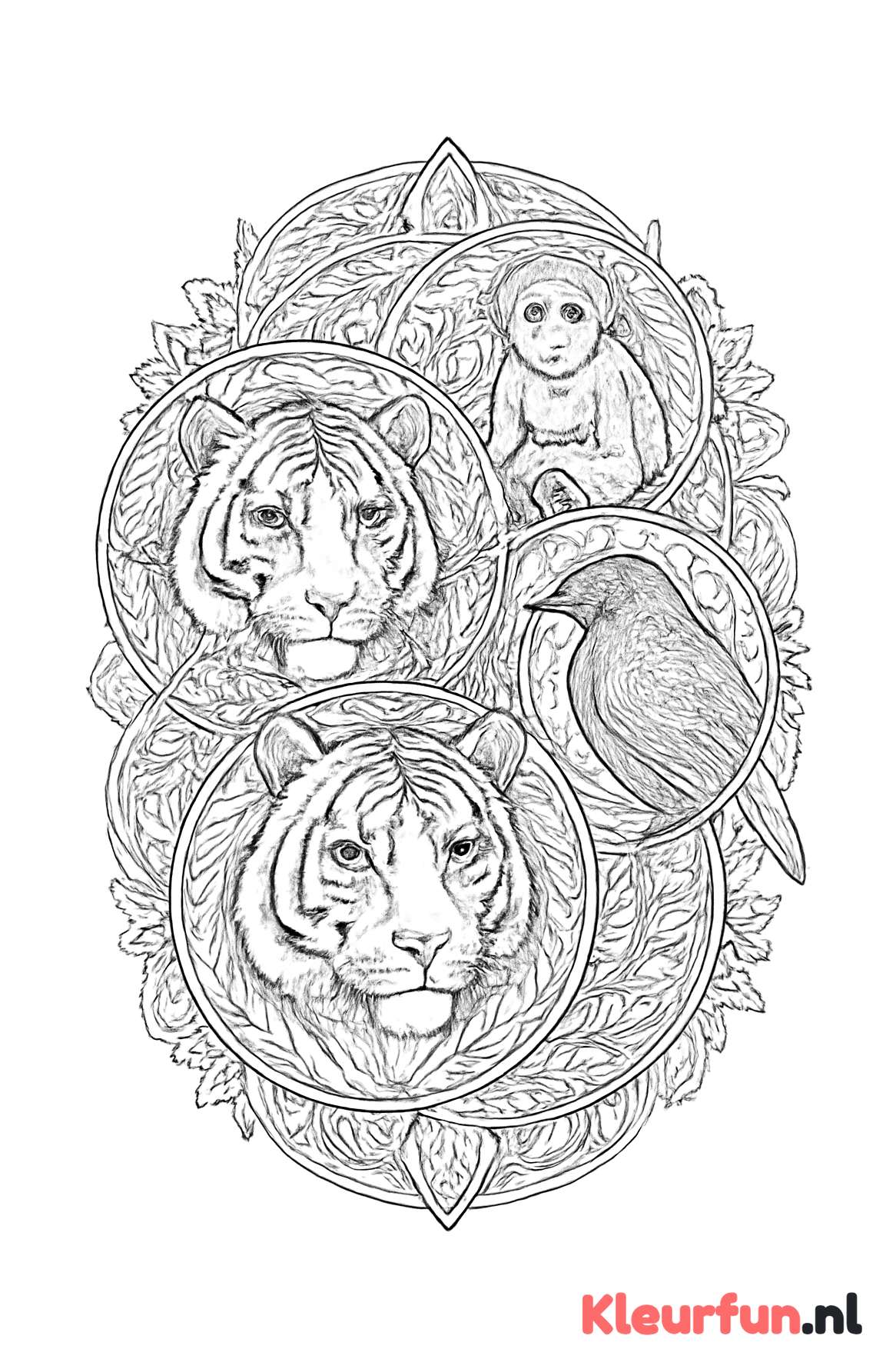 Wilde Dieren Mandala Overlapping