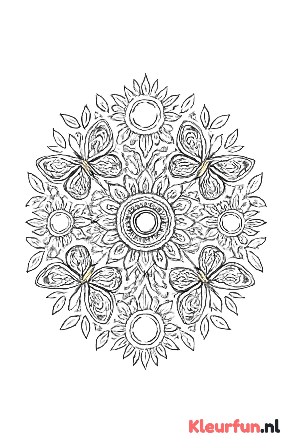 Vlinders en zon zomer mandala