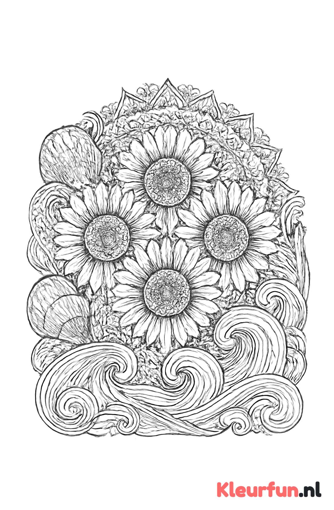 Zonnige Zomer Mandala met Zonnebloemen en Schelpen
