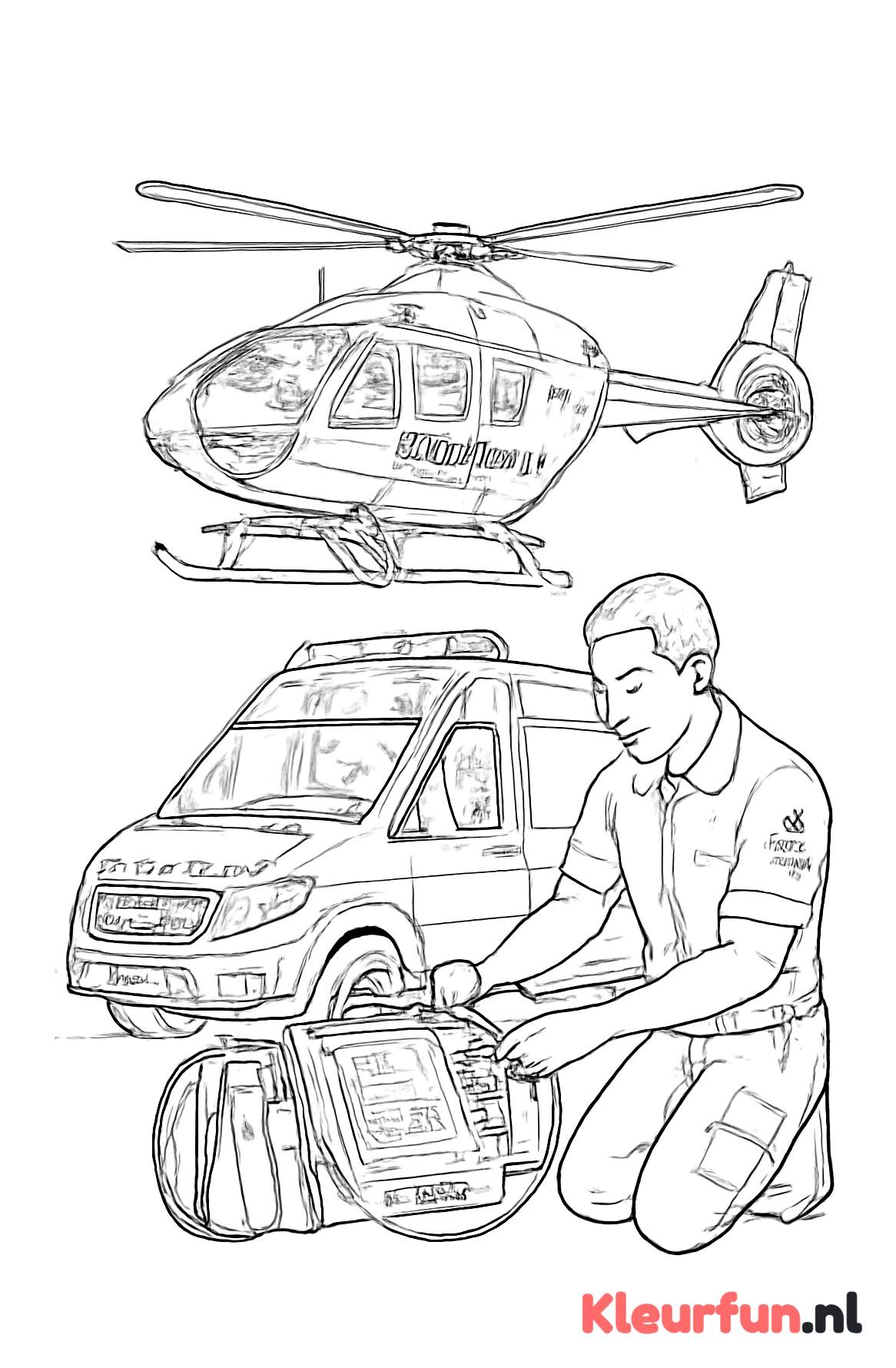 Ambulance en helikopter met medische uitrusting