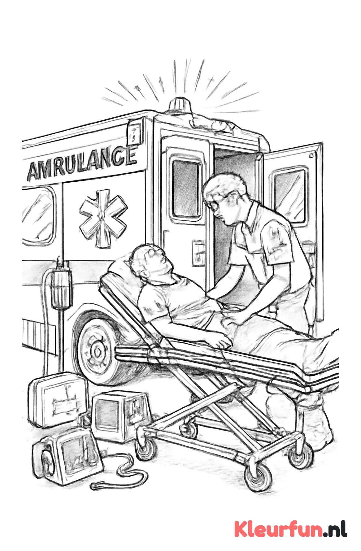 Paramedicus helpt patiënt bij ambulance