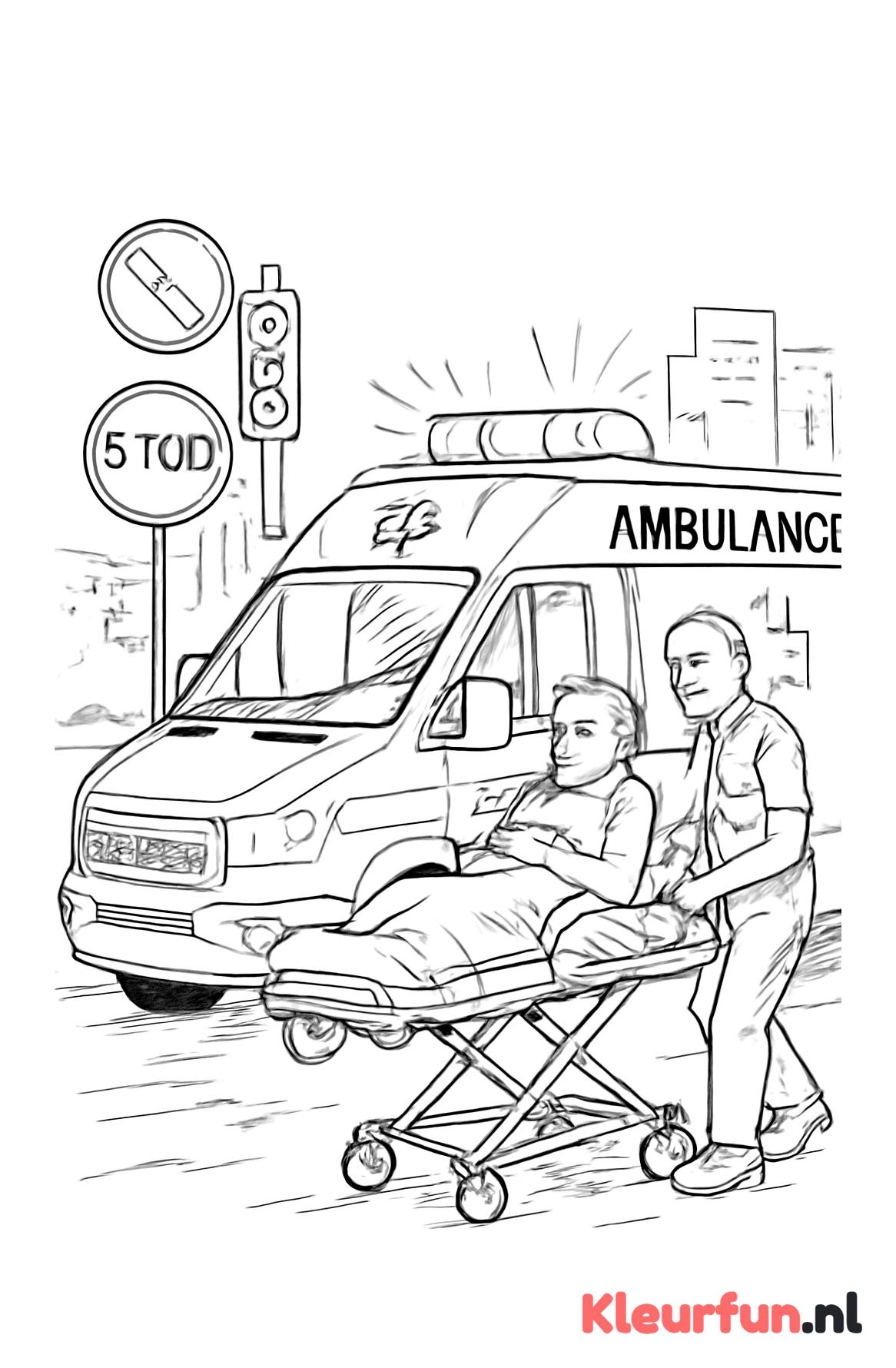 Ambulance met paramedicus en patiënt