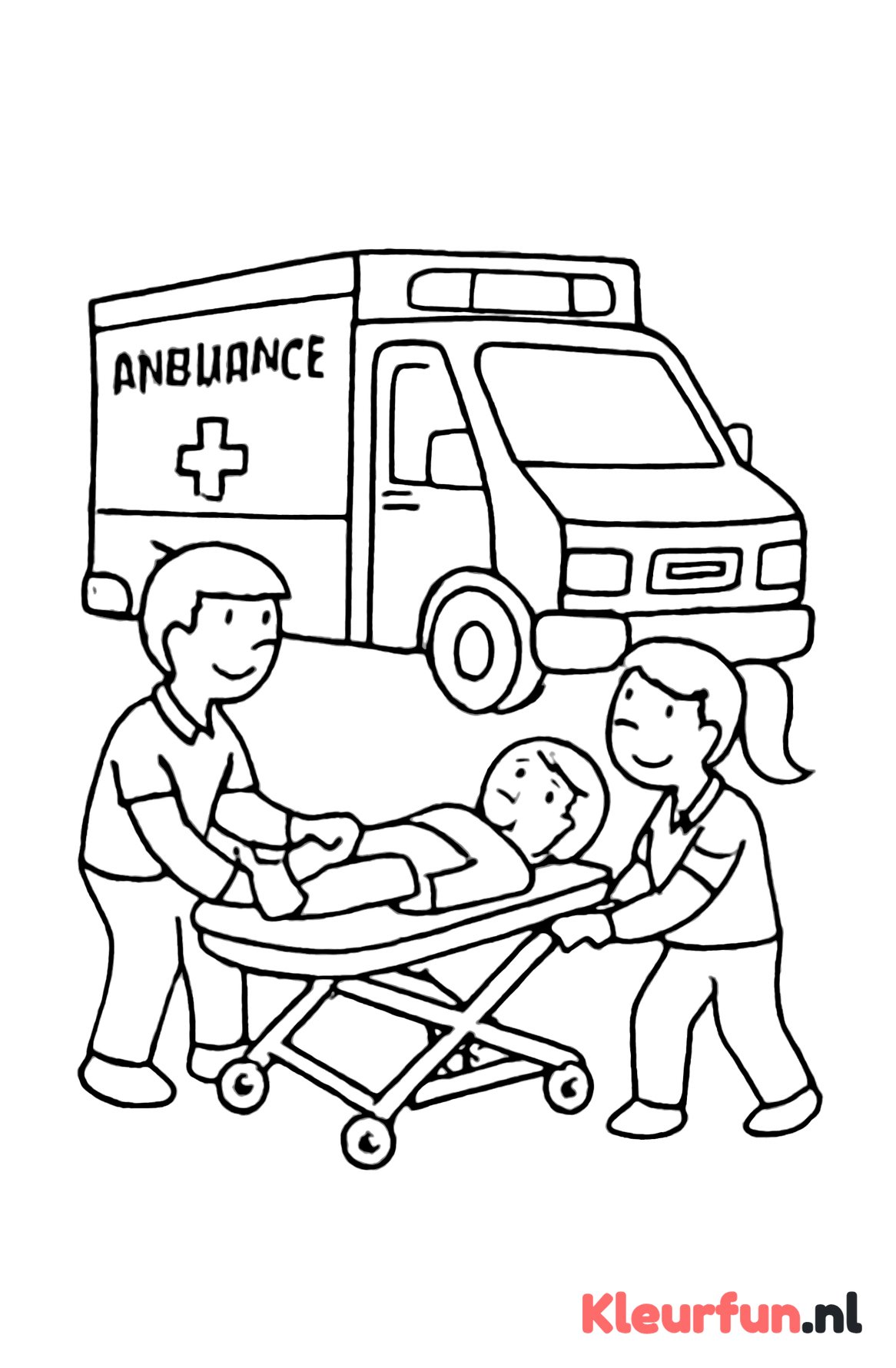 Ambulance team met brancard