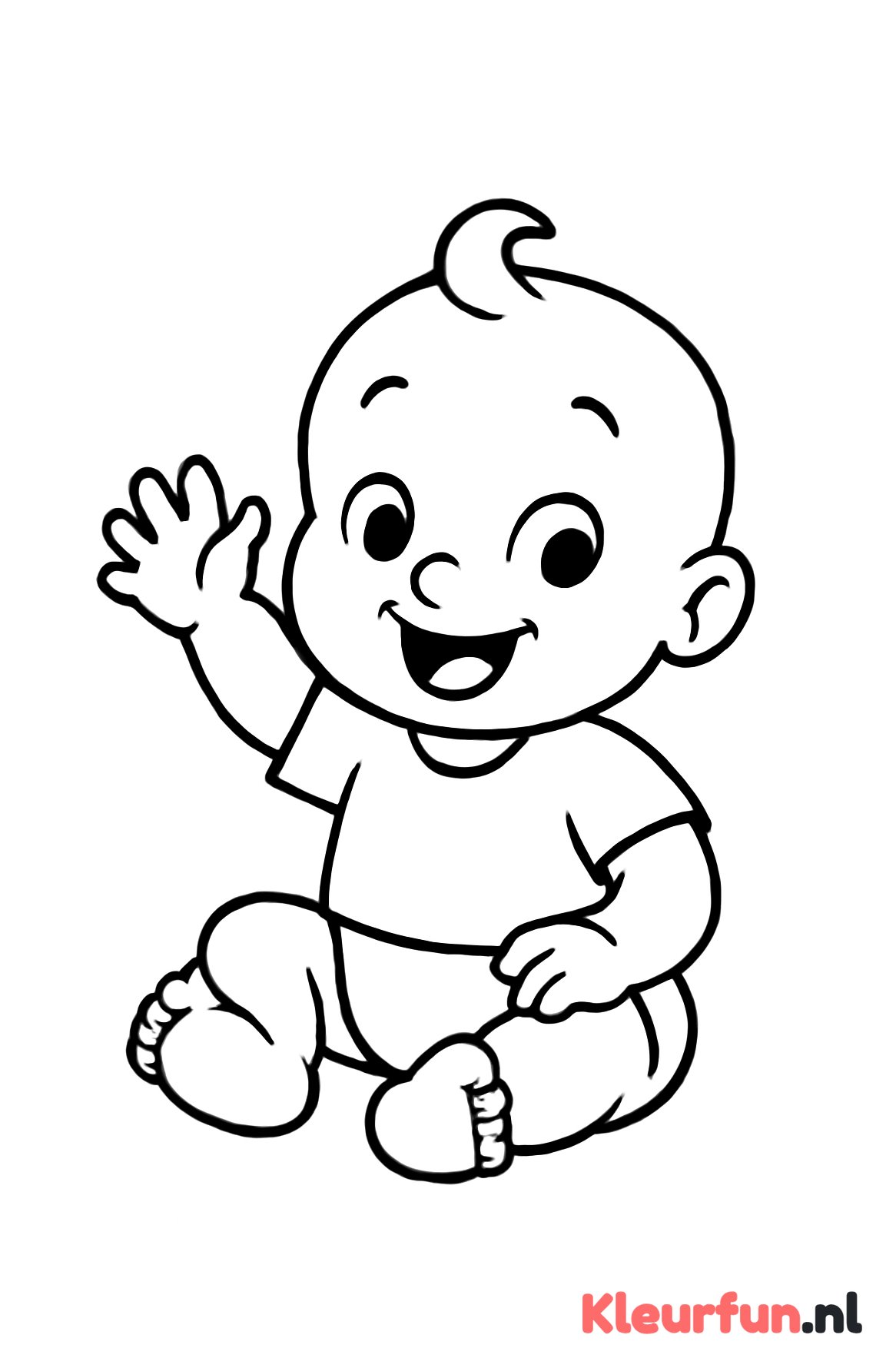Baby die zwaait