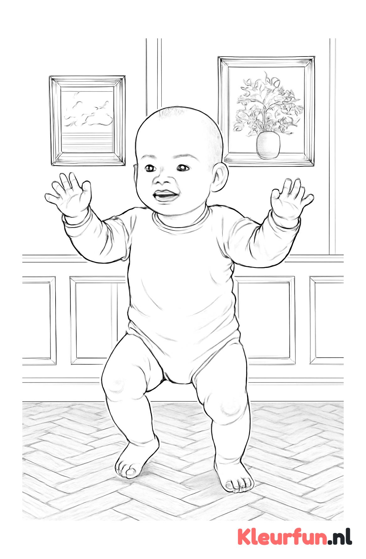 Baby zet eerste stapjes