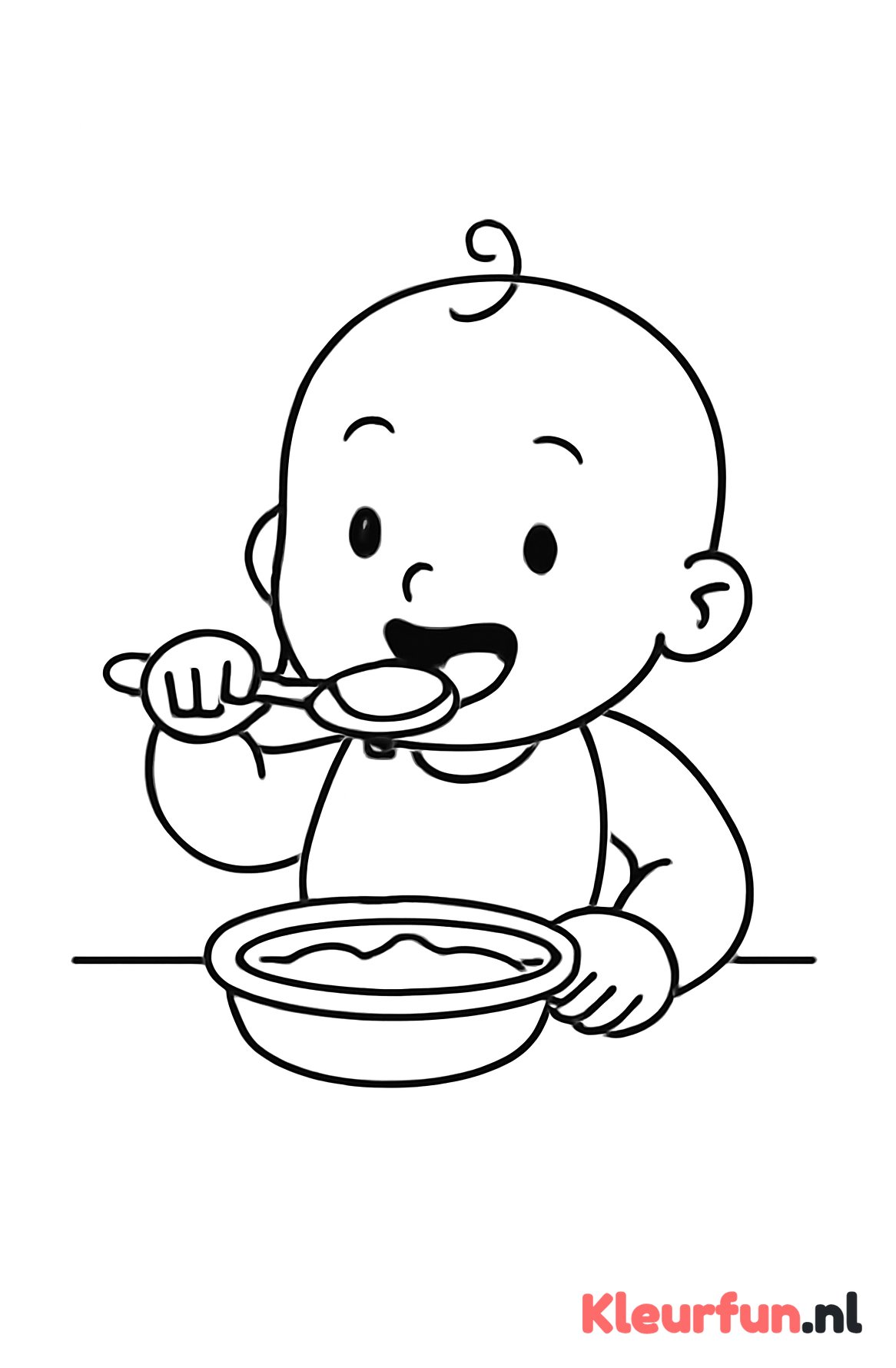 Baby die eet met lepel