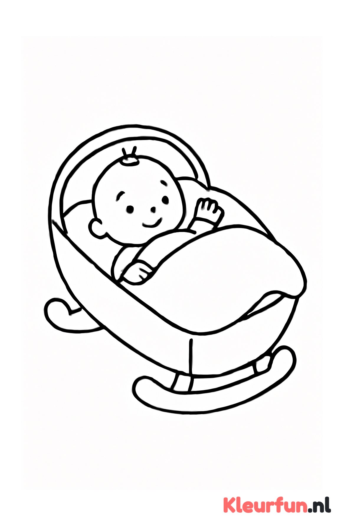 Baby in wieg met deken