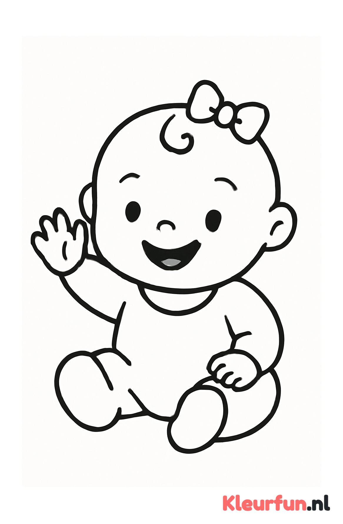 Baby lacht en zwaait
