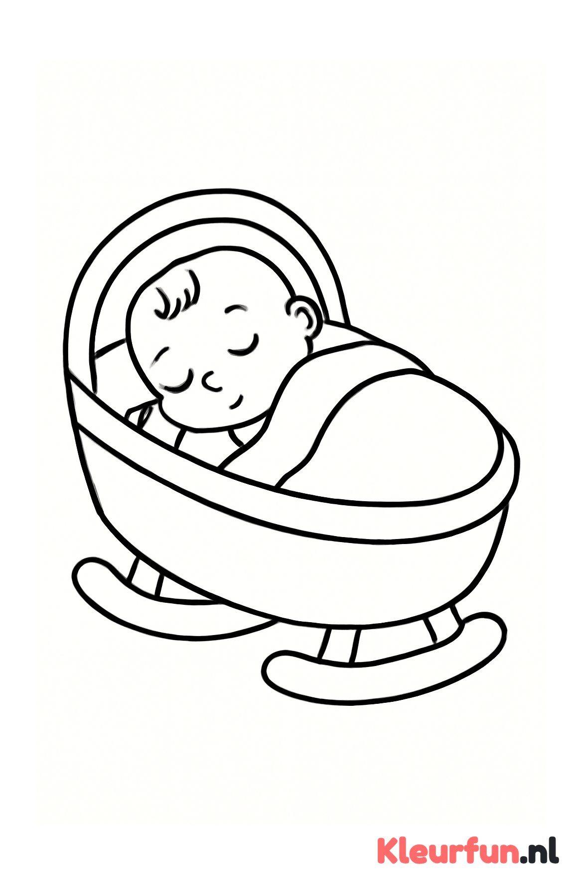 Slapende baby in een wieg