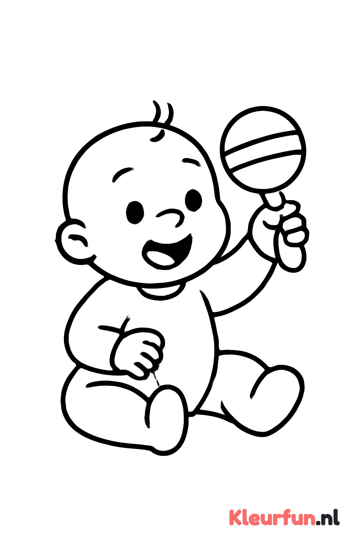 Baby speelt met rammelaar