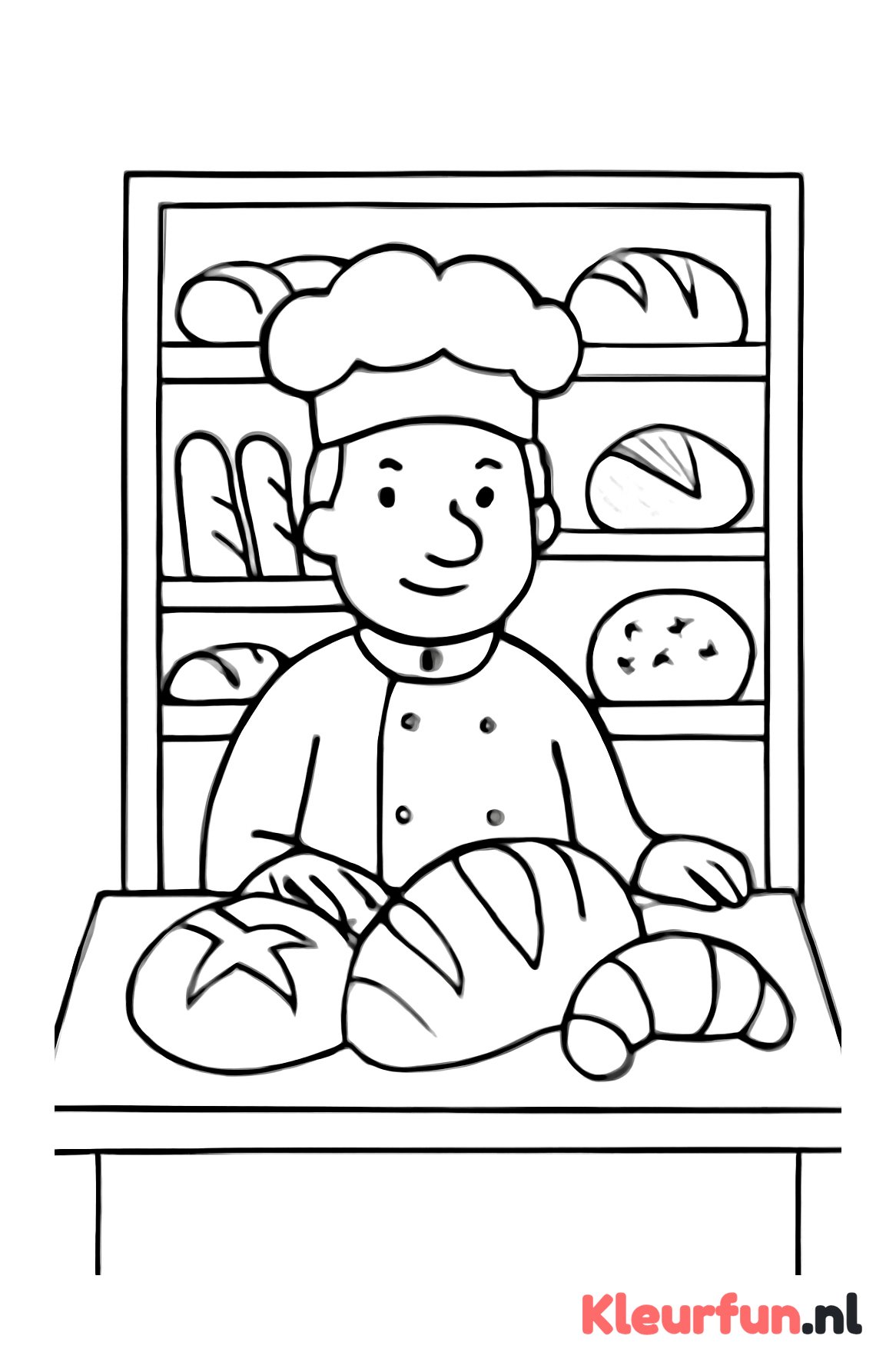 Bakker toont brood op de toonbank