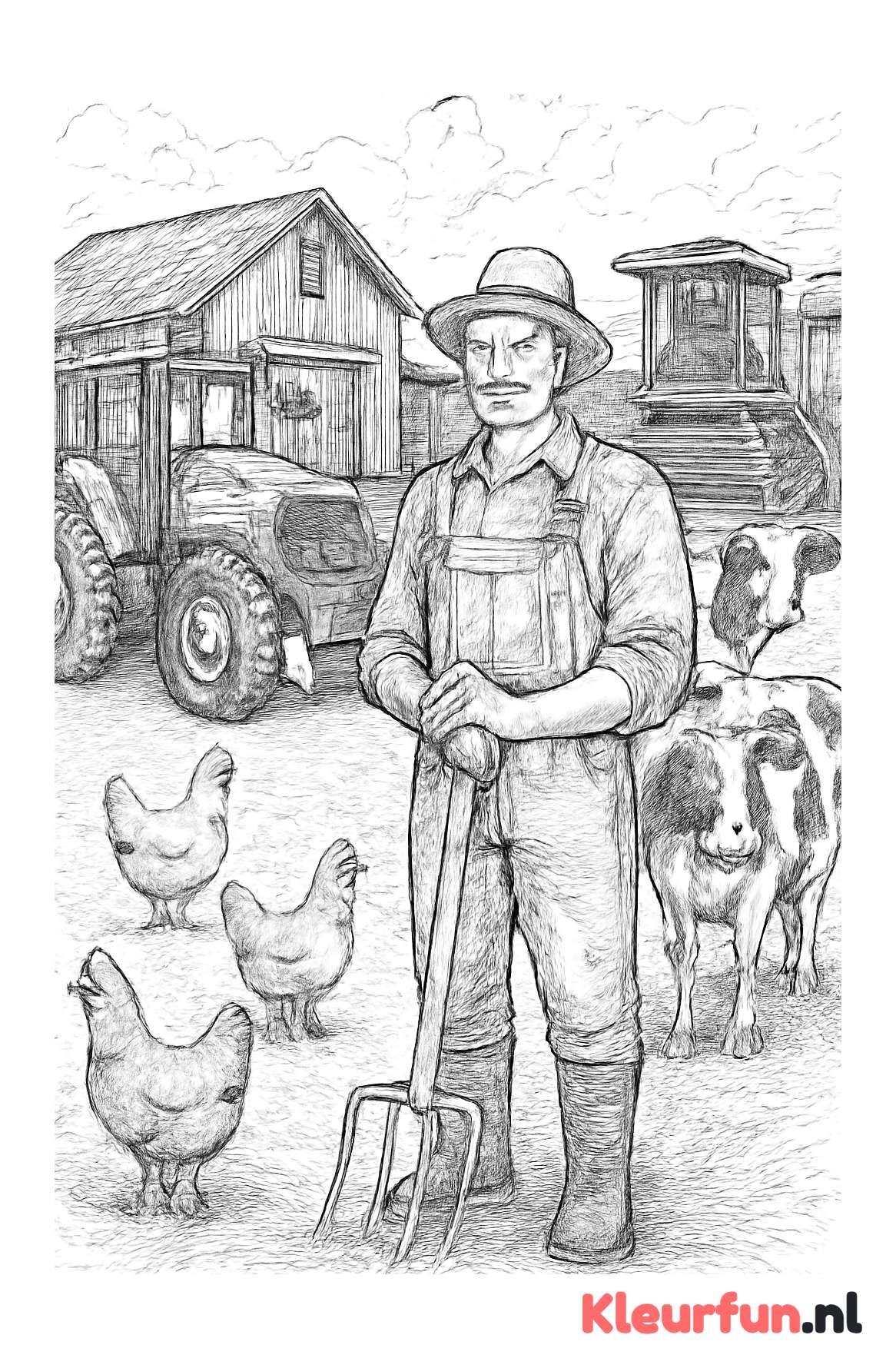 Boer aan het werk op de boerderij