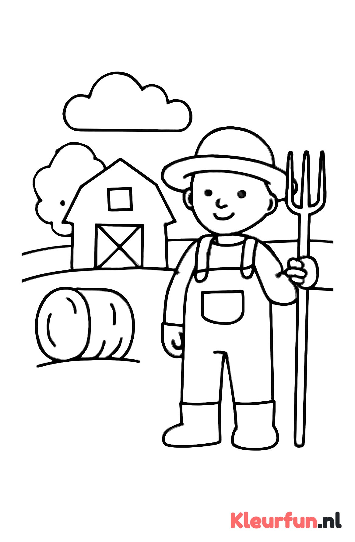 Boer met hooivork