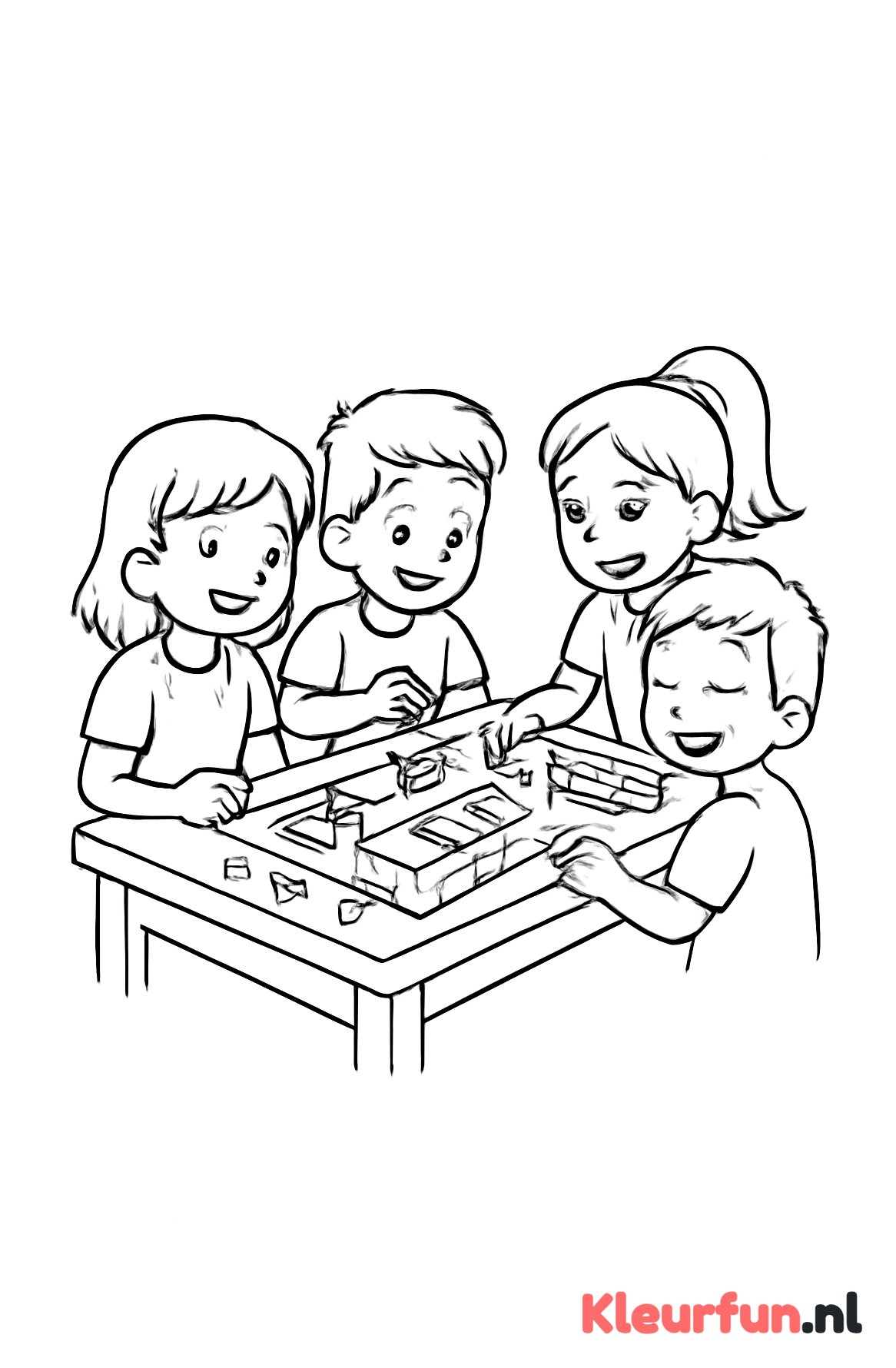 Kinderen spelen bordspel aan tafel
