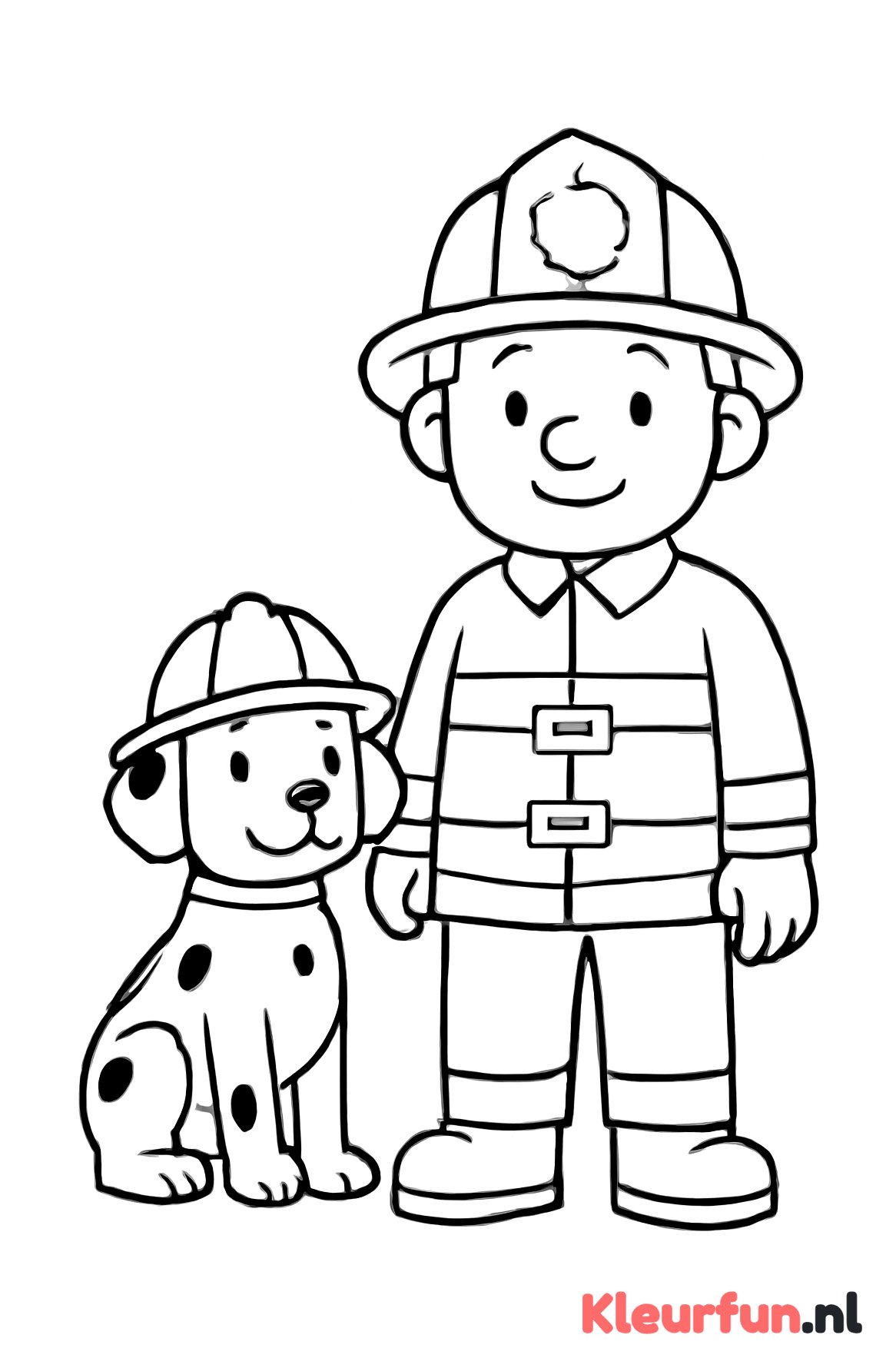 Brandweerhond met brandweerman