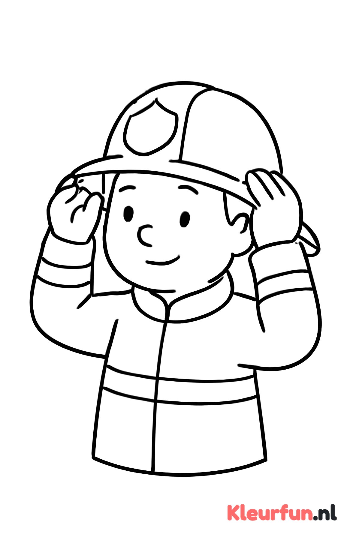 Brandweerman helm opzetten