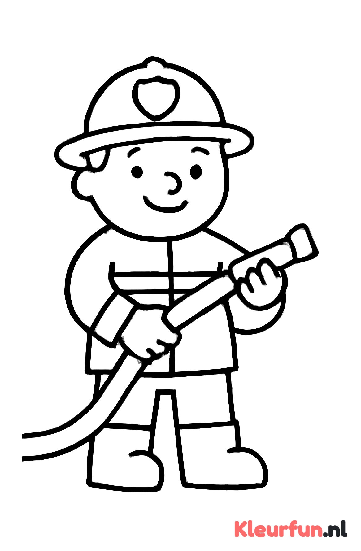 Brandweerman met slang