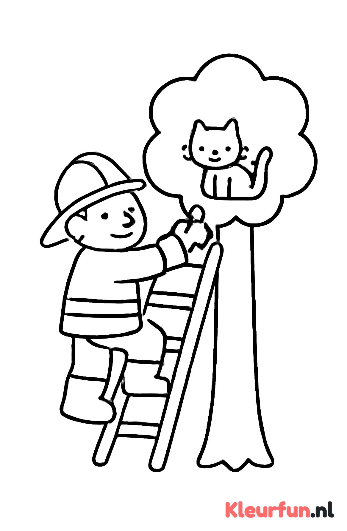 Brandweerman redt kat