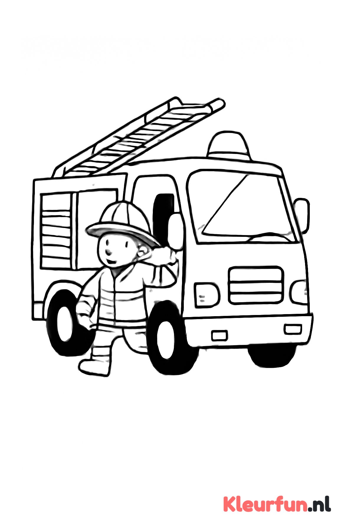 Brandweerwagen en brandweerman