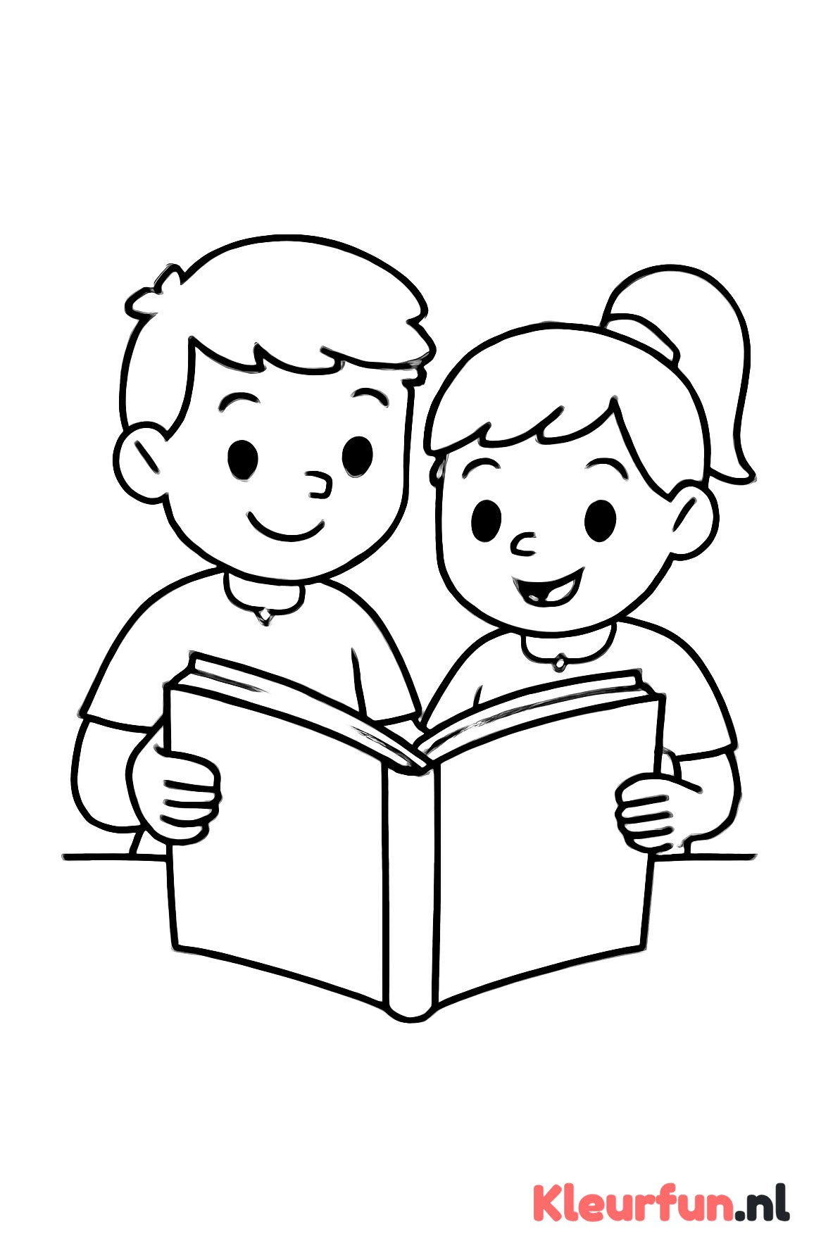 Broer en zus lezen een boek samen
