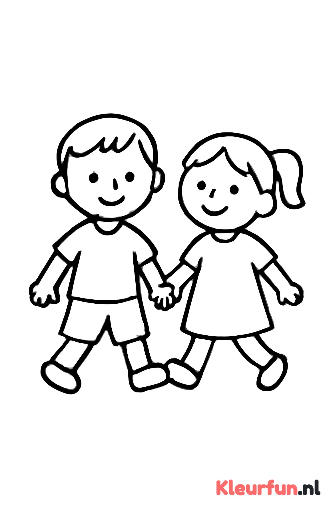 Broer en zus hand in hand
