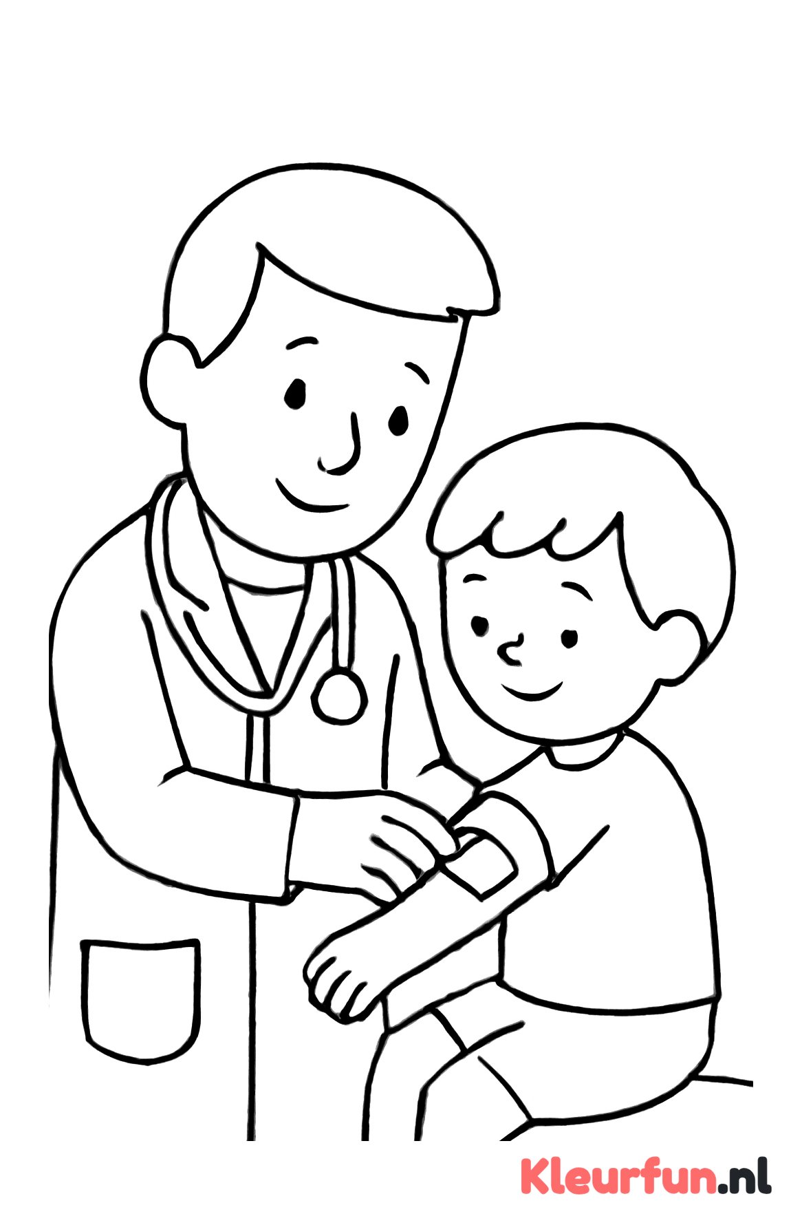 Dokter plakt pleister bij kind