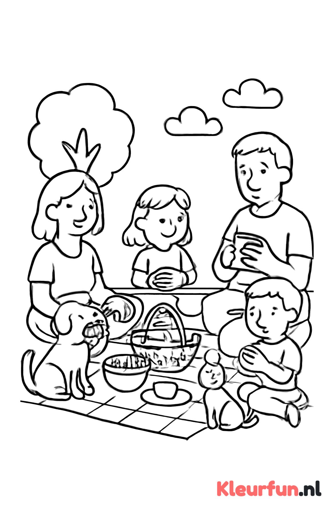 Familie buiten picknick