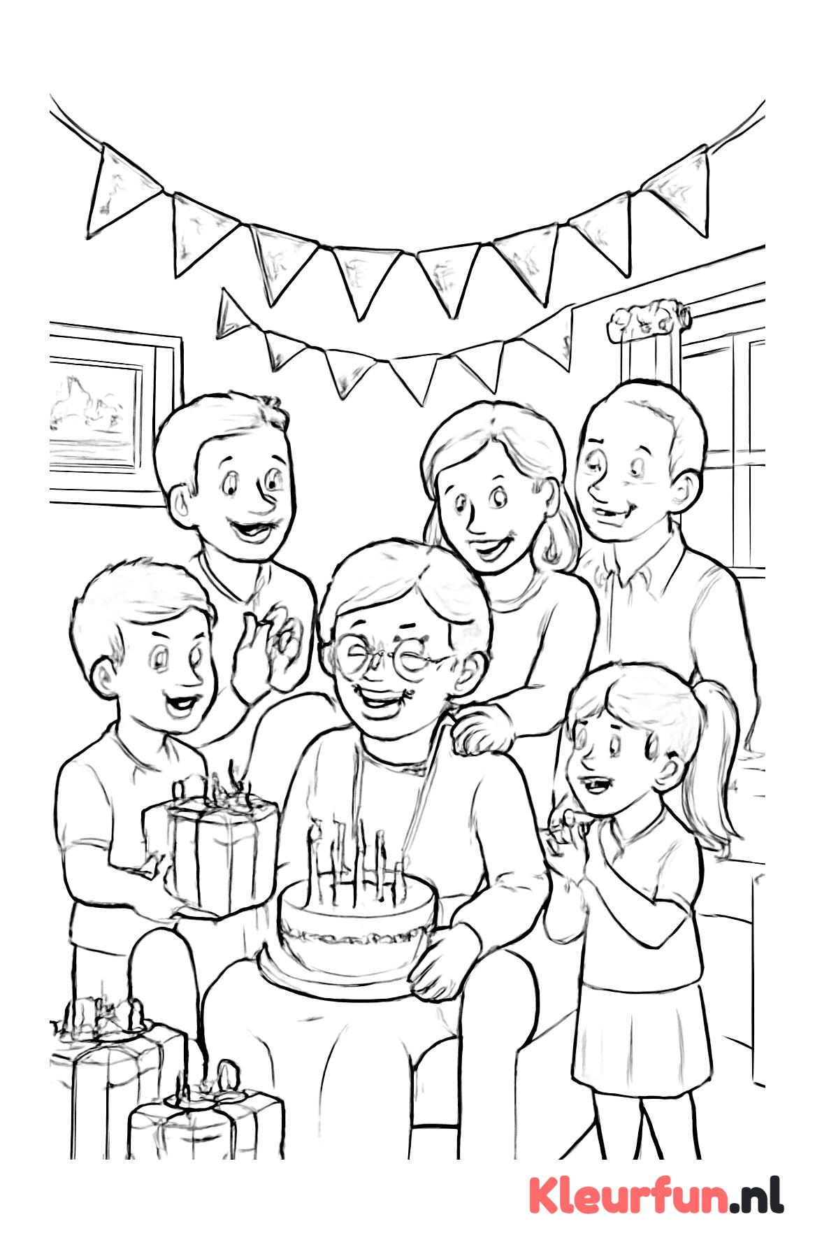Familie bij oma's verjaardag
