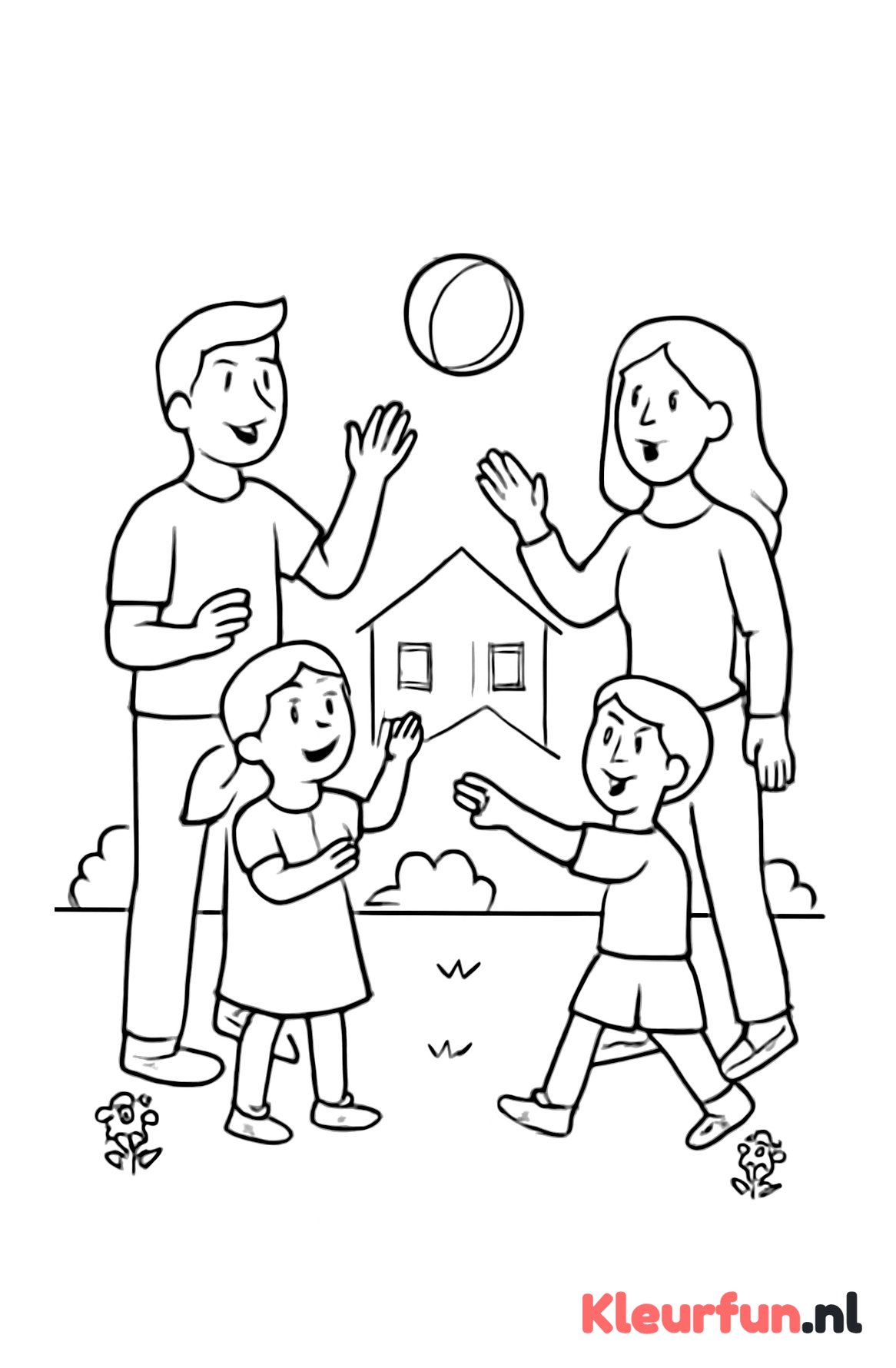 Familie speelt in de tuin