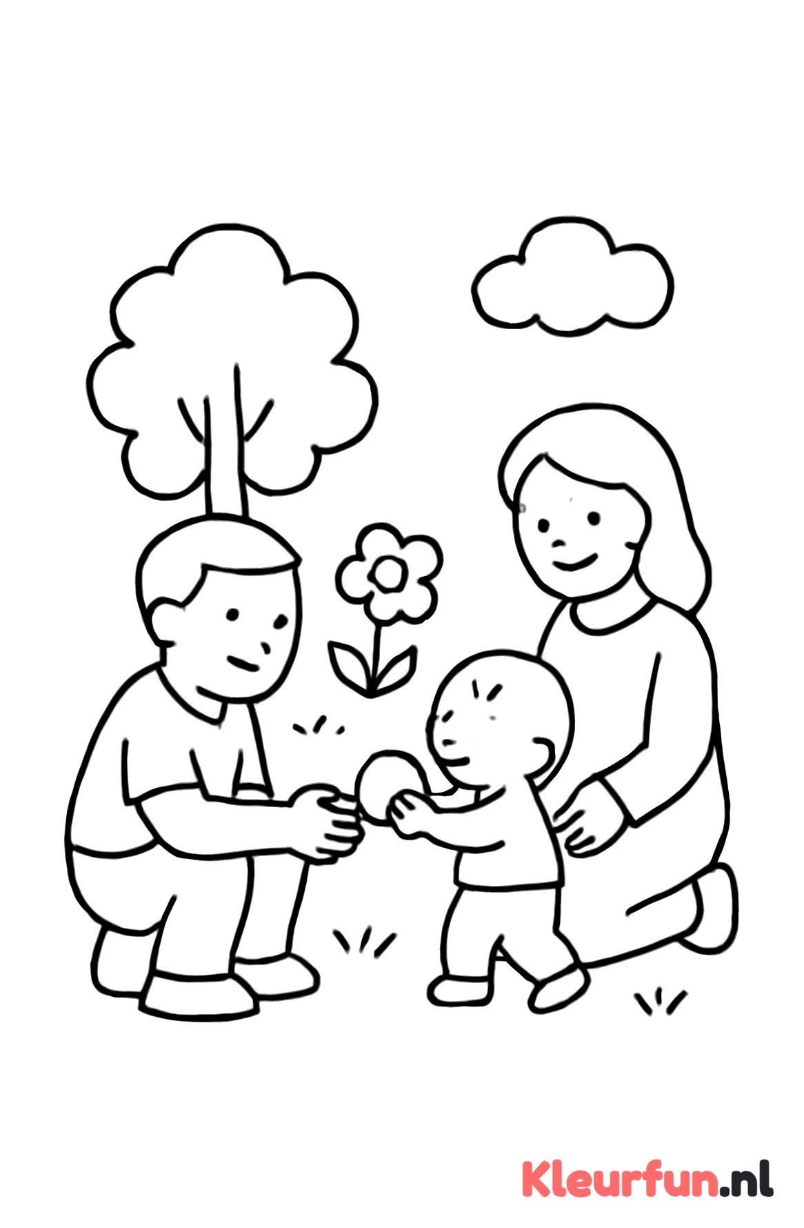 Familie speelt in de tuin