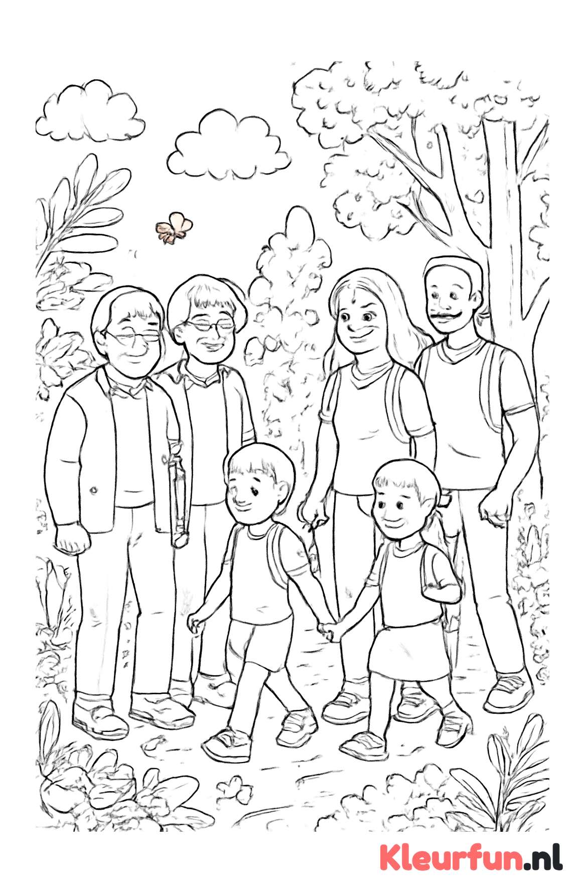 Familie-uitstapje in het bos