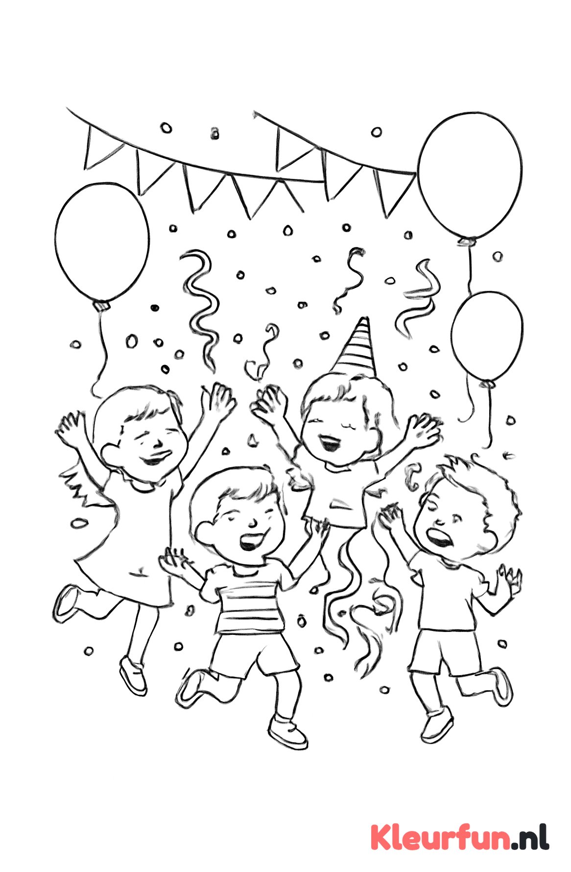 Kinderen met confetti op verjaardag