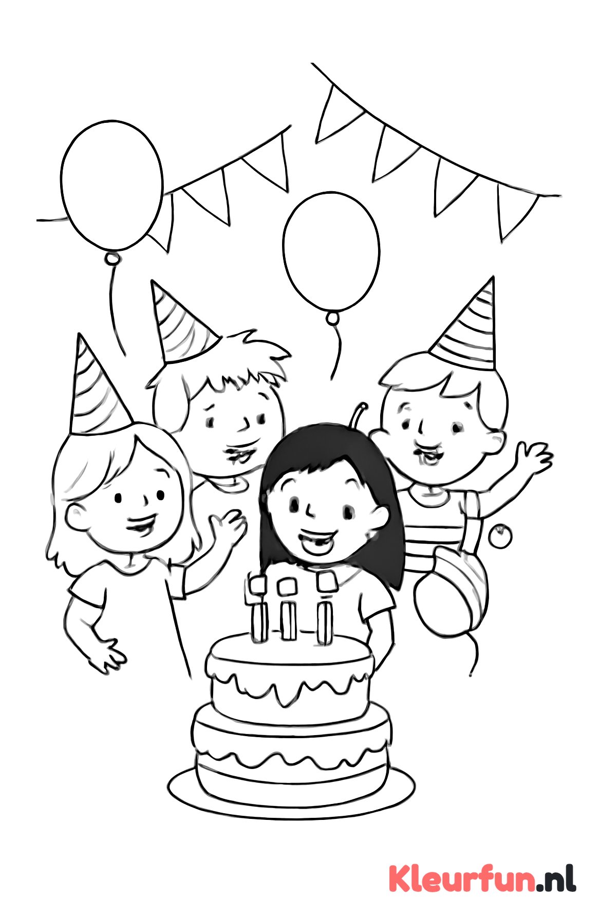 Kinderen op verjaardagsfeest met taart
