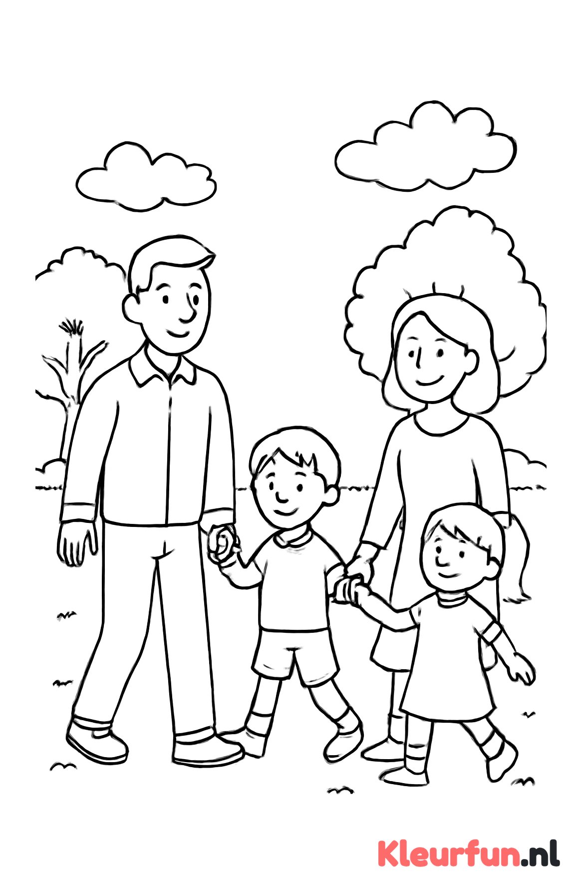 Gezin maakt wandeling in het park