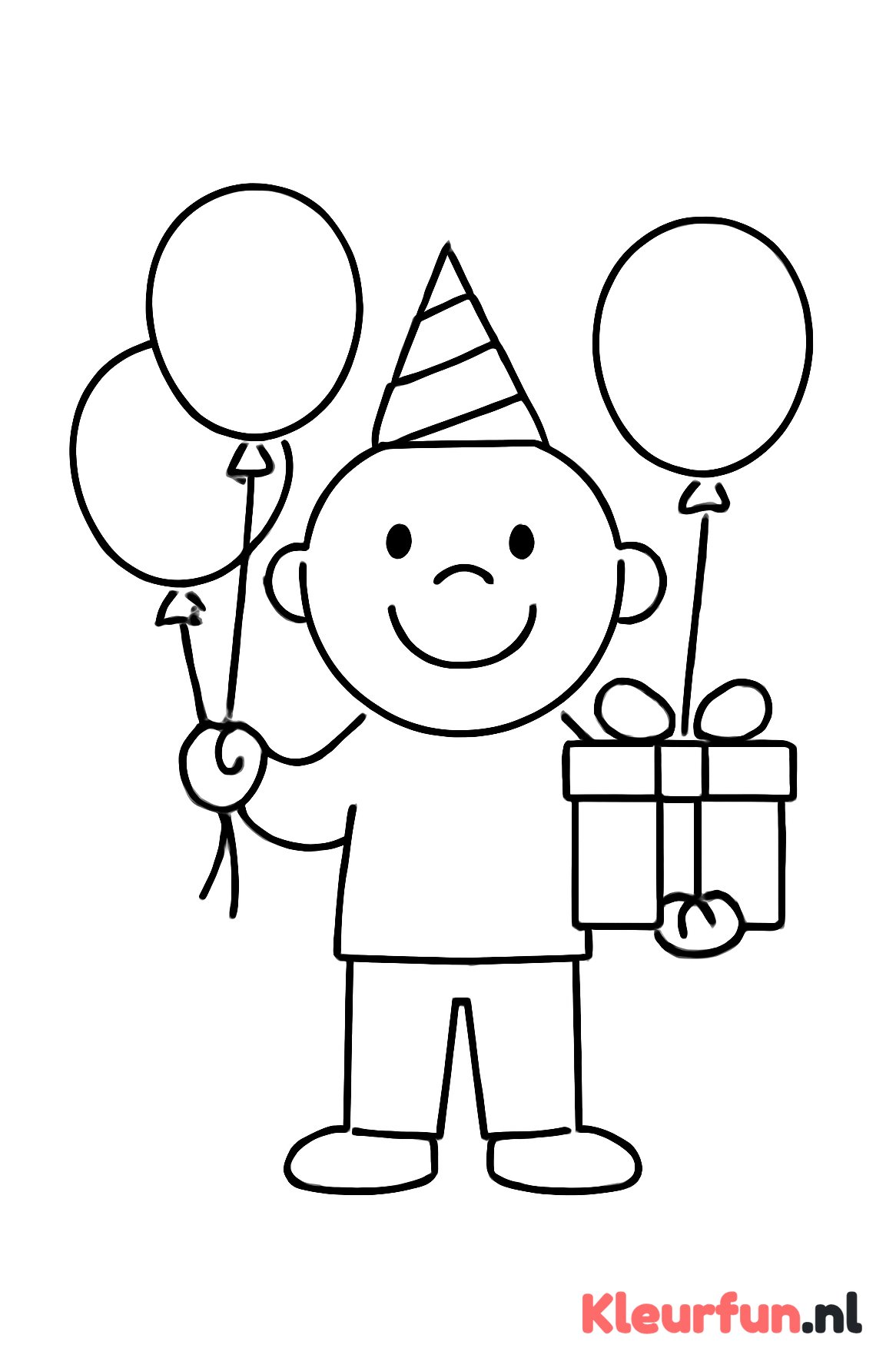 Glimlachende oom met ballonnen