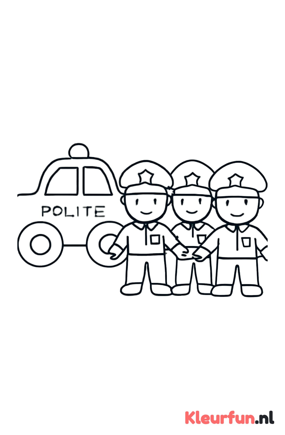 Groep politieagenten met politieauto's