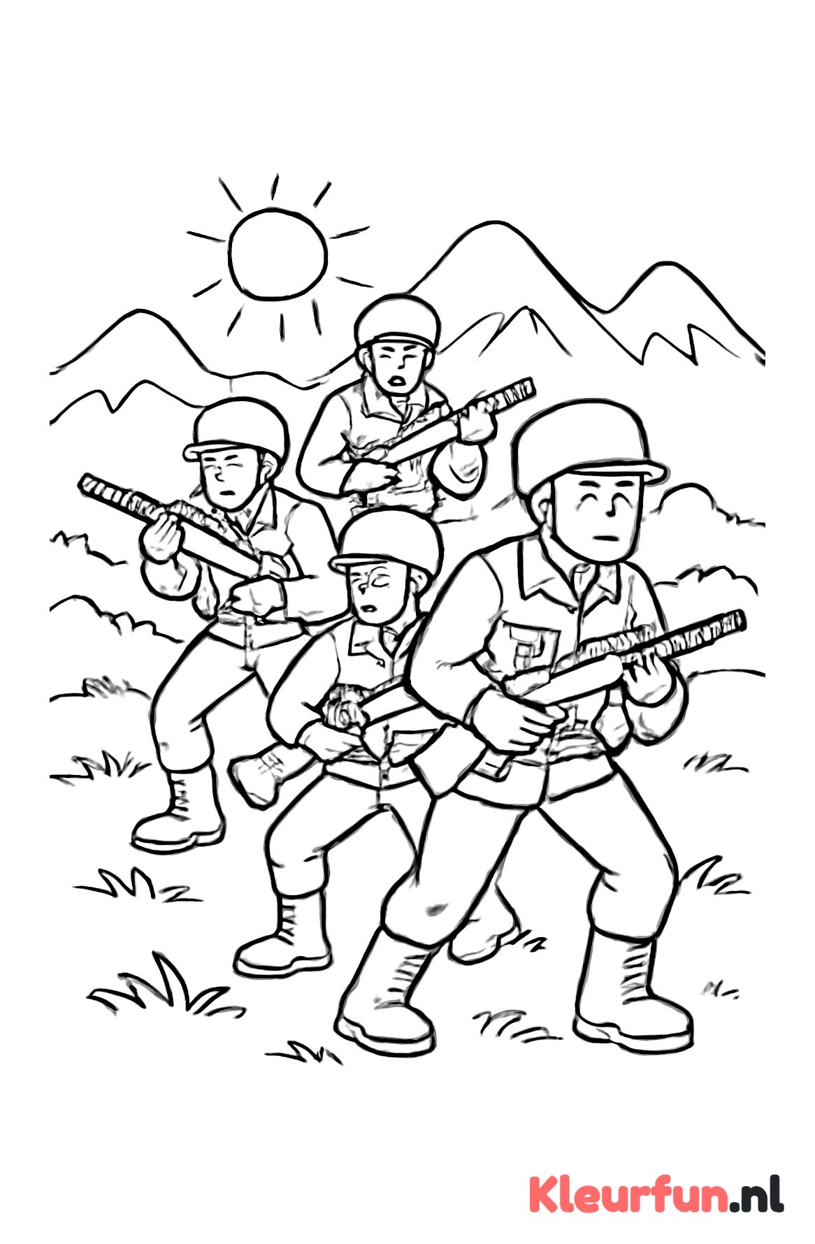 Groep soldaten in actie