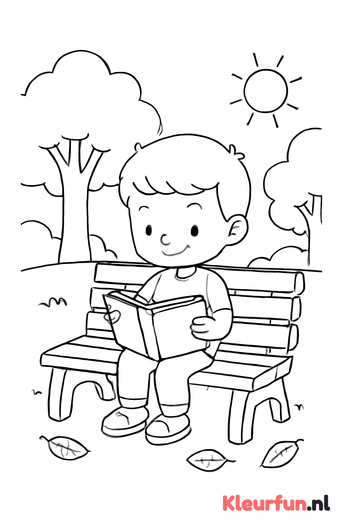 Jongen leest een boek
