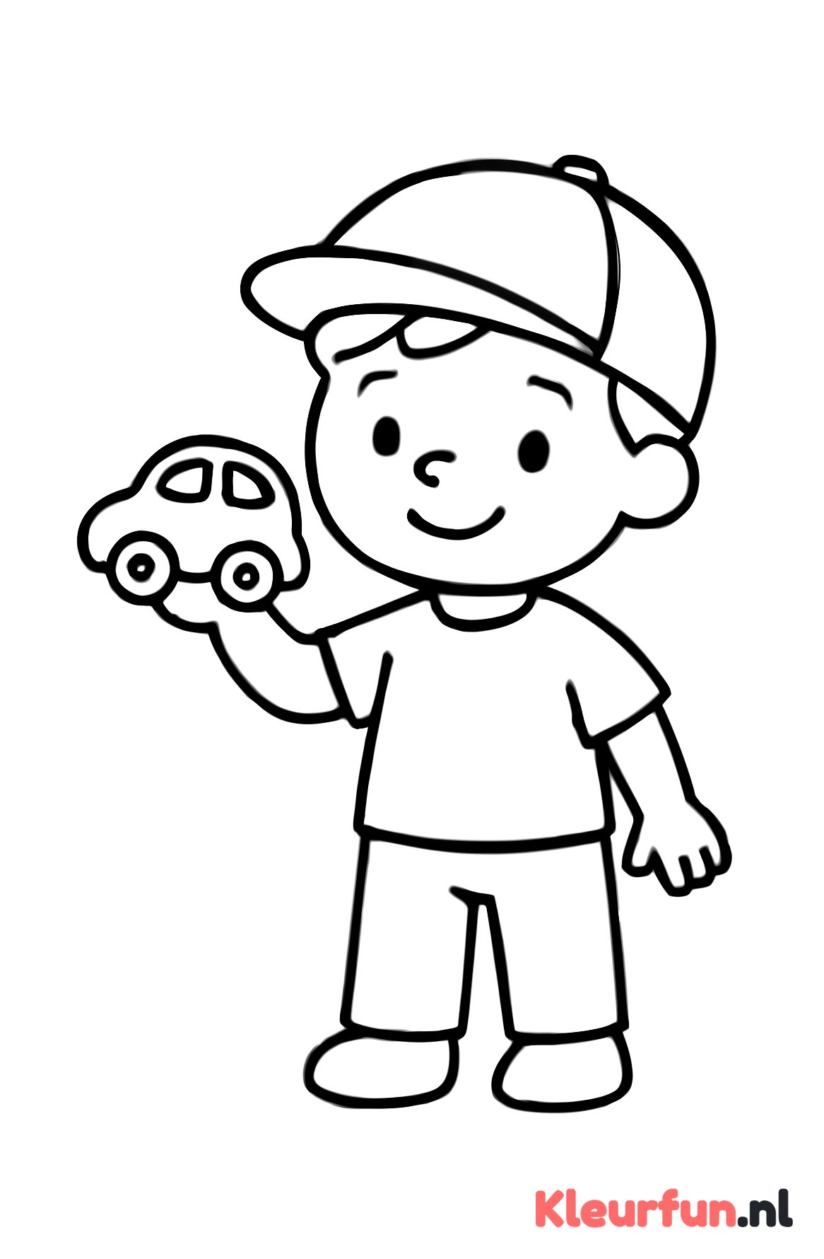 Jongen met speelgoedauto
