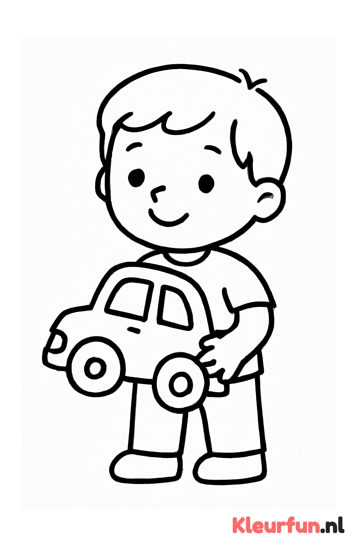 Jongen met speelgoedauto