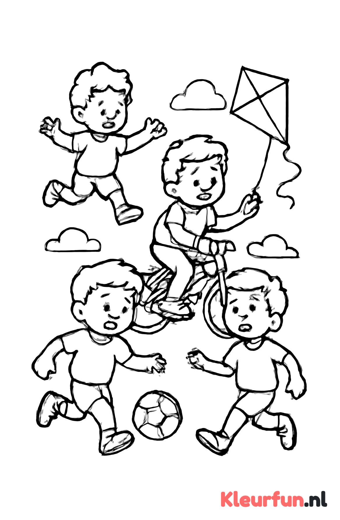 Jongens die buiten spelen