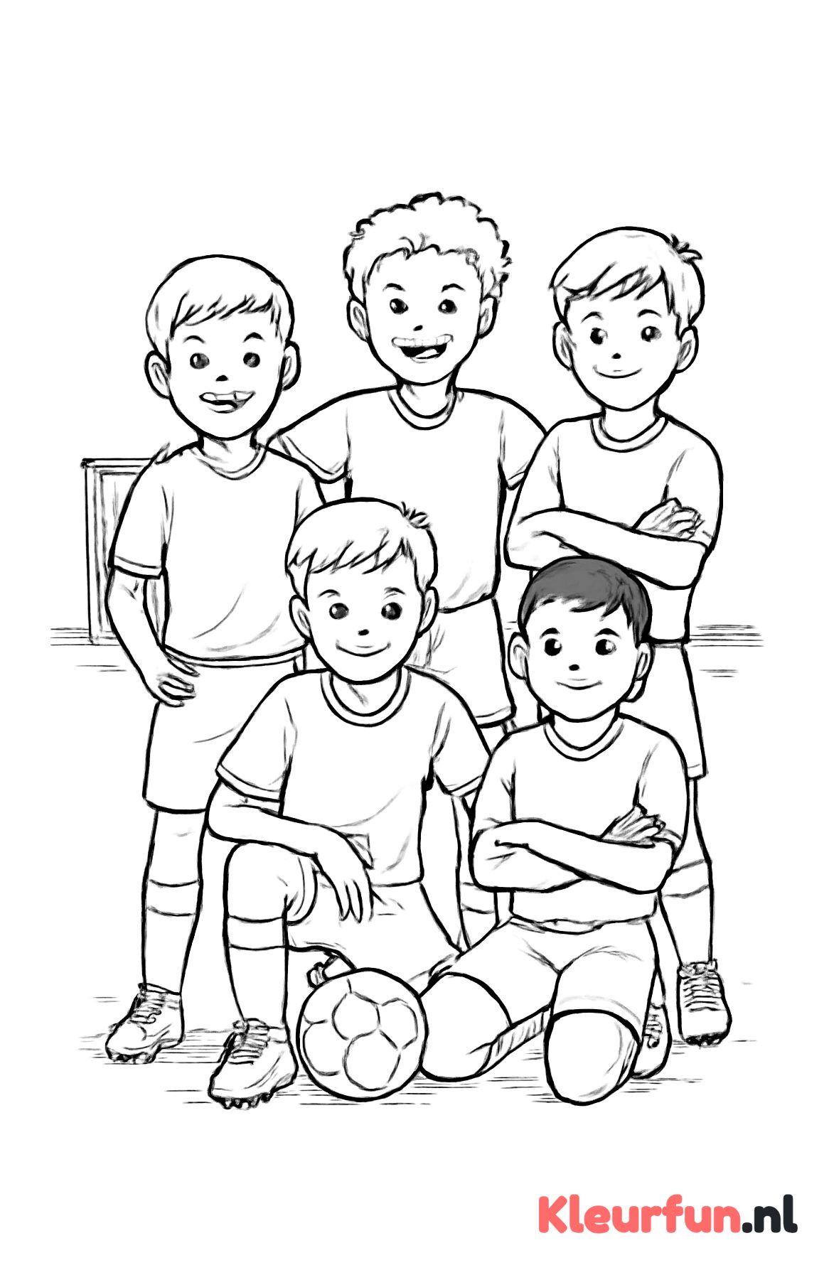 Jongens sportteam op het veld