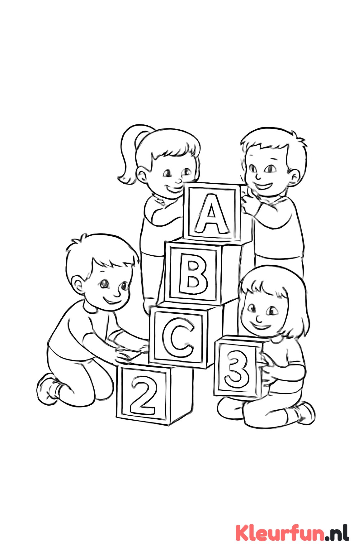 Kinderen bouwen met letters en cijfers