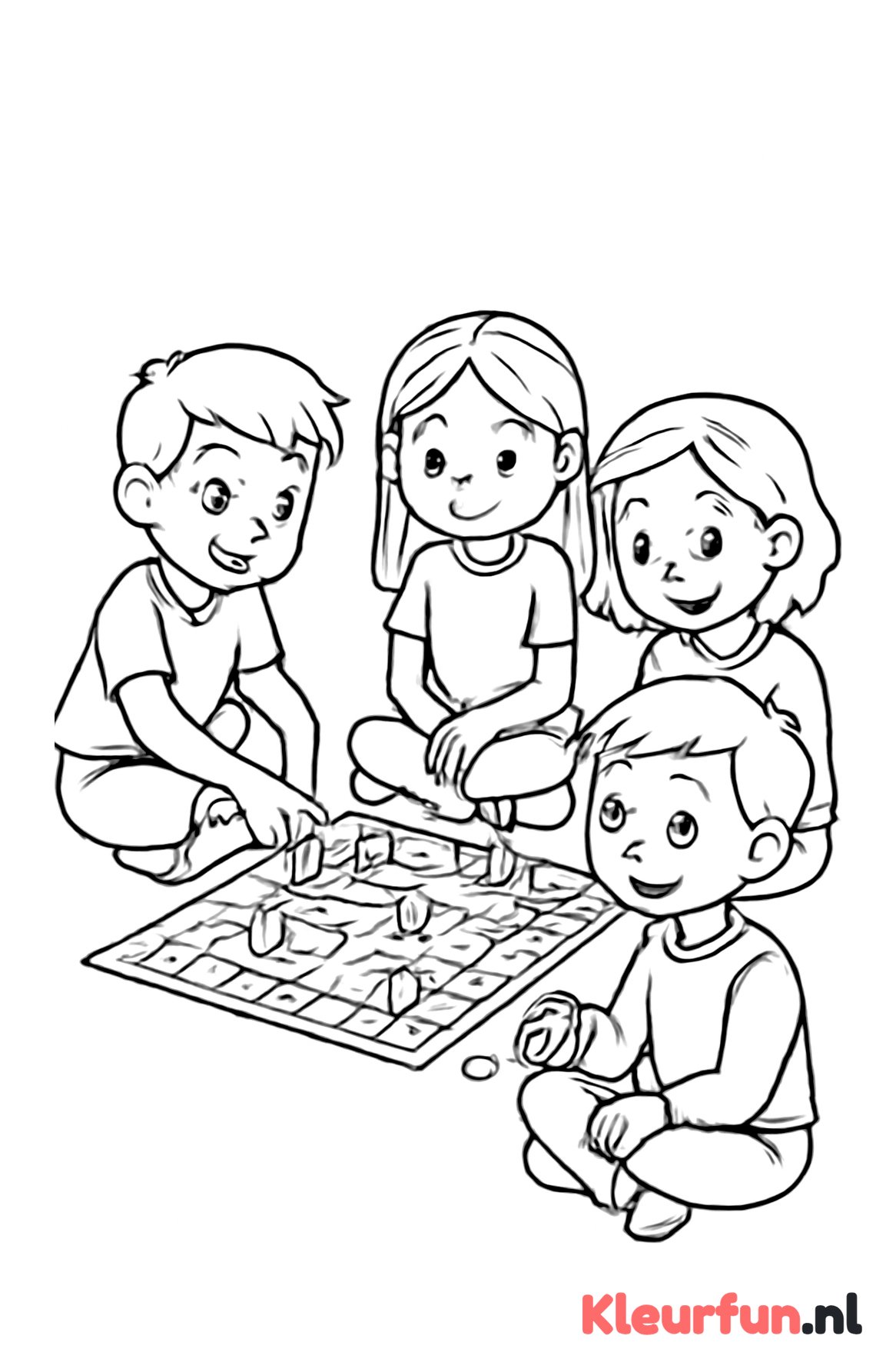 Kinderen spelen bordspel buiten