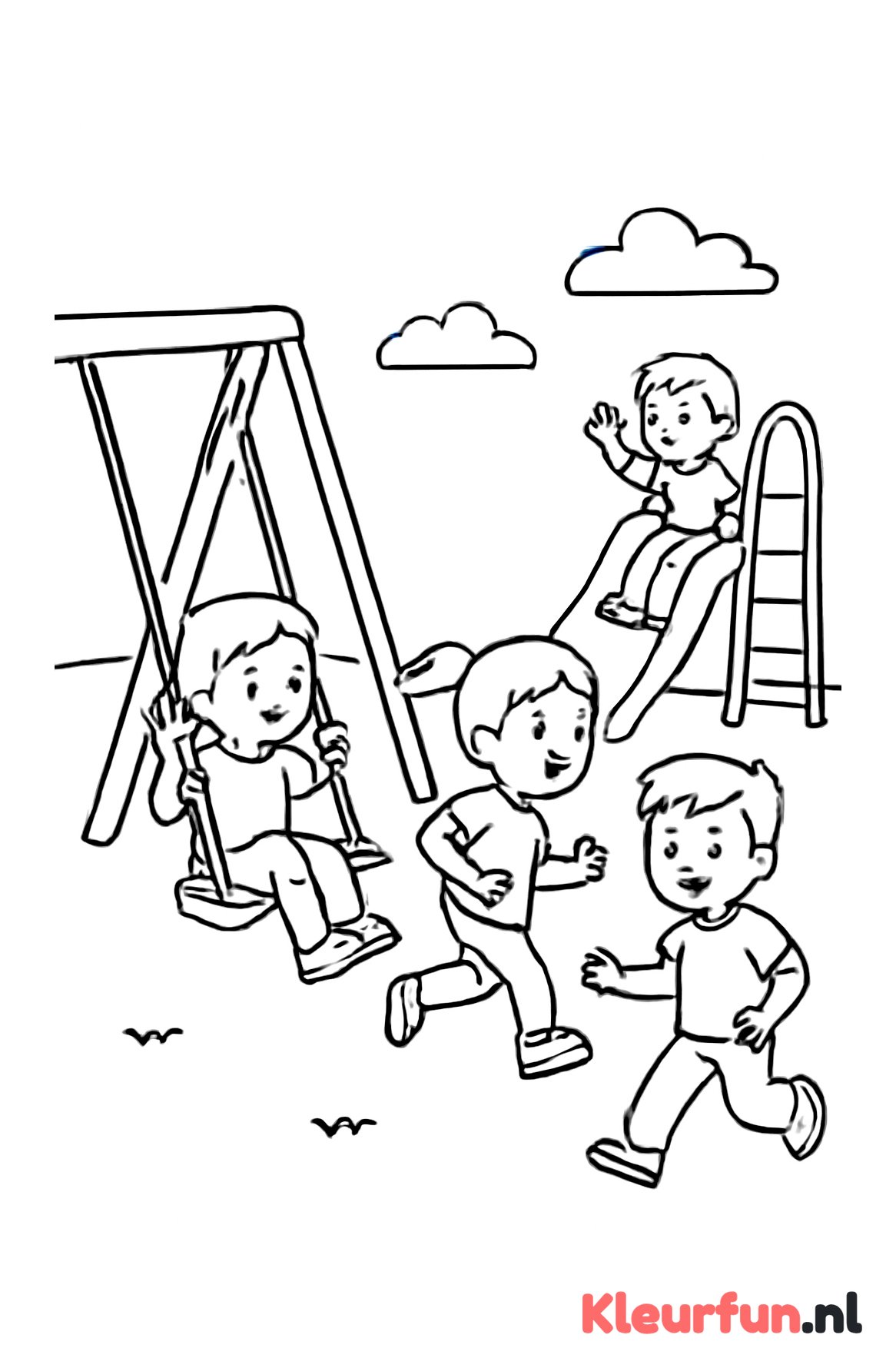 Kinderen buitenspelen op de speelplaats