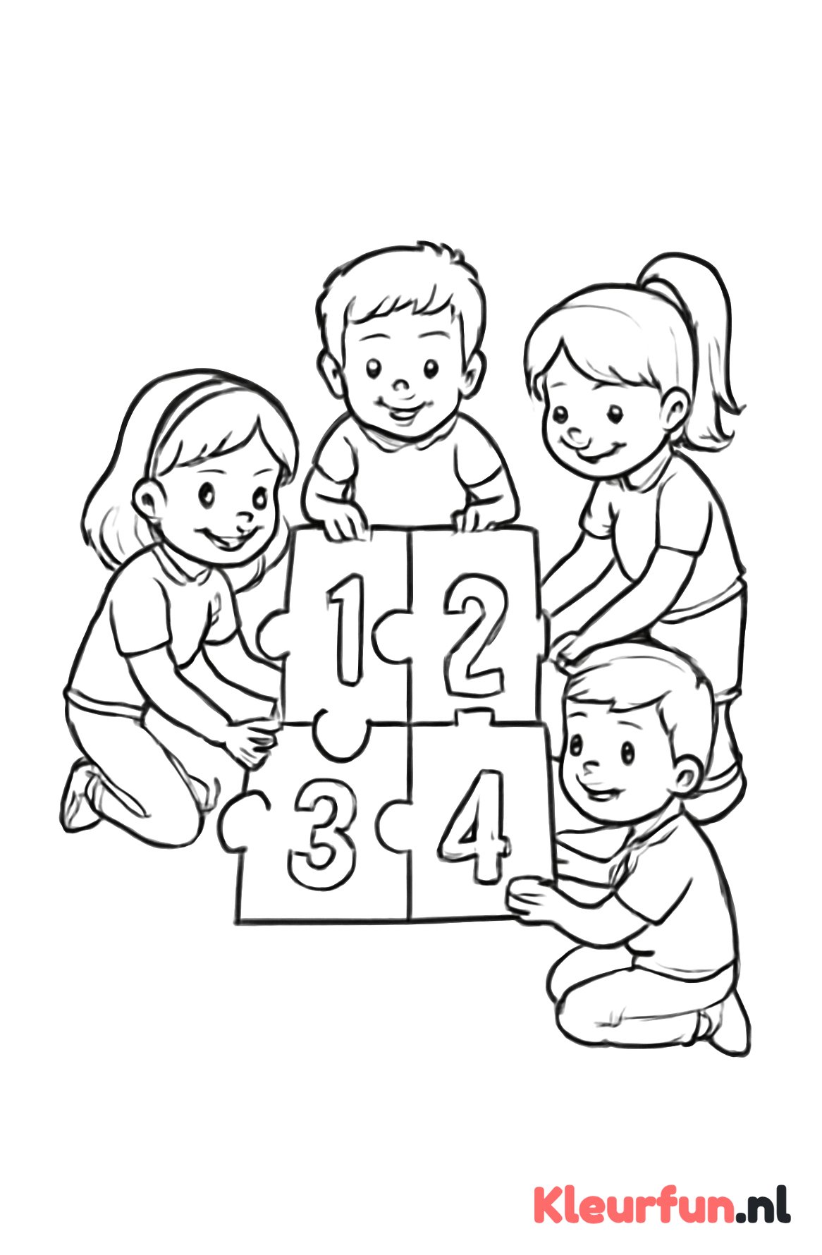 Kinderen maken een cijferpuzzel