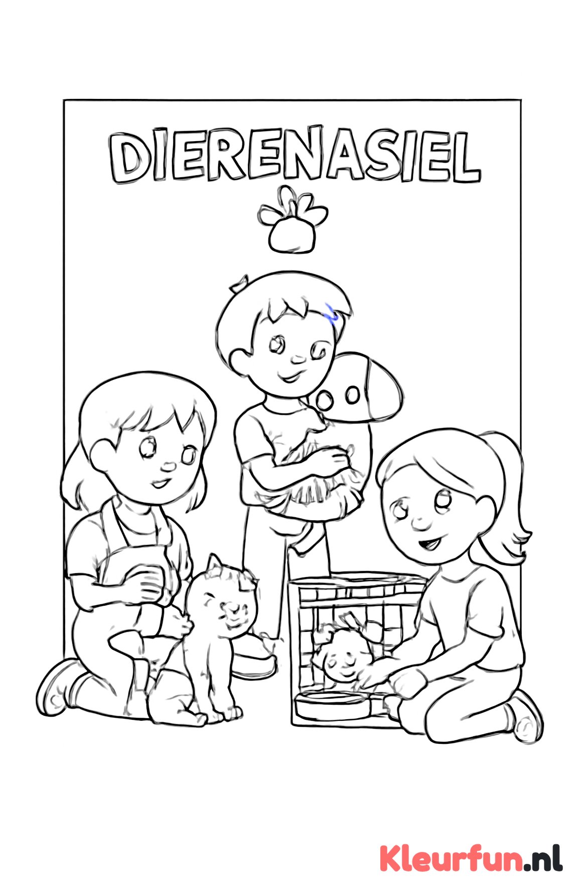 Kinderen helpen in het dierenasiel