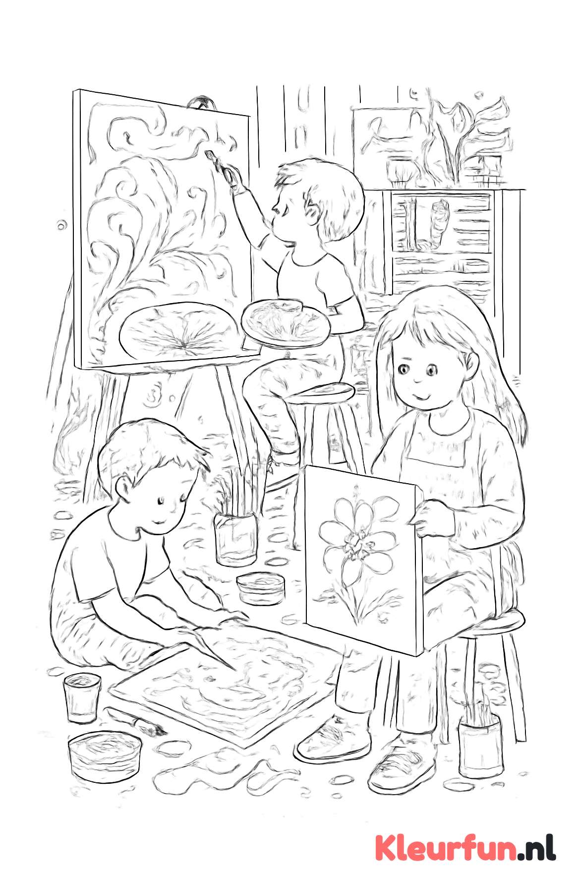 Kinderen in kunstatelier