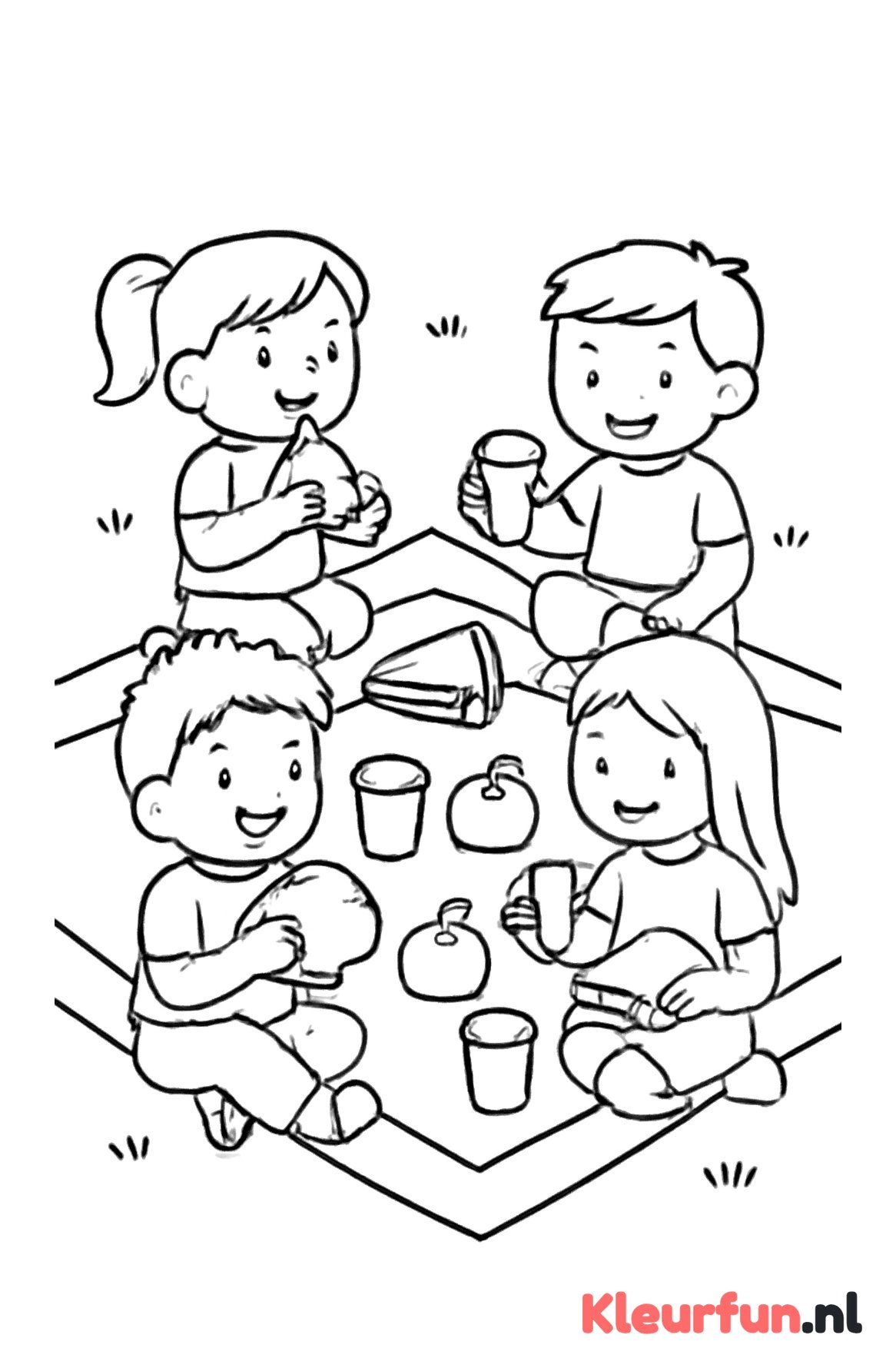 Kinderen tijdens picknick